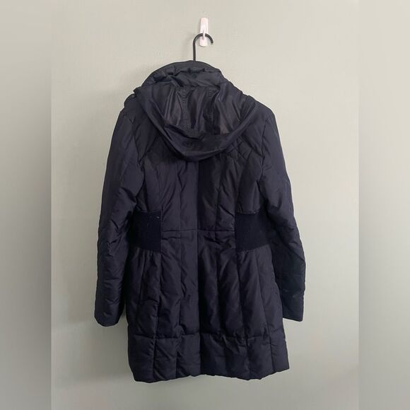 Esprit Navy Long Line Quilted Spring Jacket Zipped in Hood Sz S - Picture 7 of 8